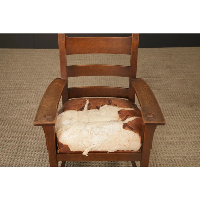Brown L. & j.g. Stickley Mission Oak Ladder-Back Armchair, C. 1910, Signed For Sale - Image 8 of 18
