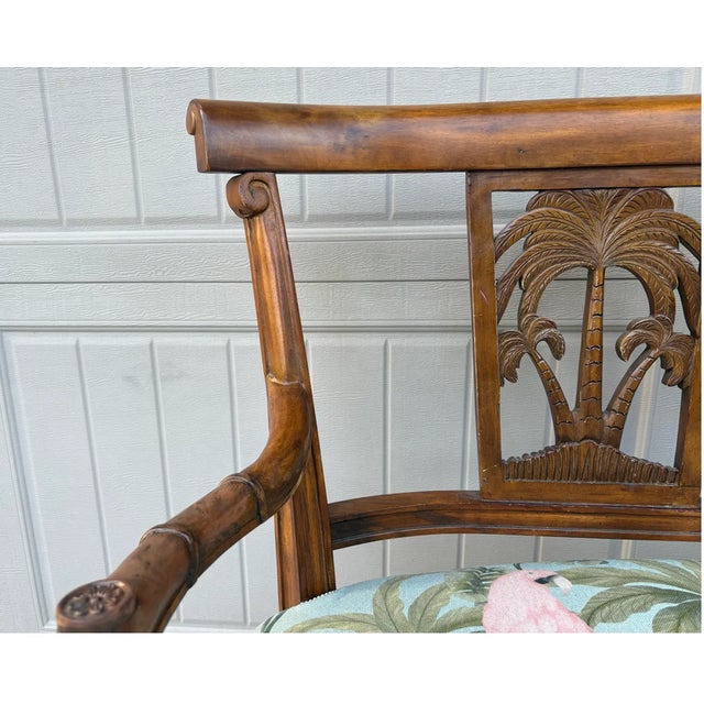 Vintage Palm Beach Regency Carved Solid Wood Settee For Sale - Image 10 of 11