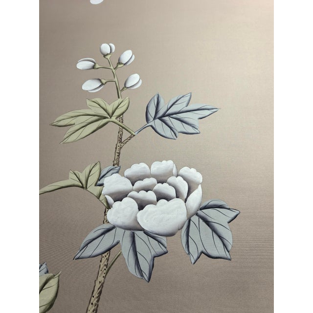 Chinoiserie Luxury Hand-Painted Wallpaper | Magnolia Chinoiserie | Chinese Art Inspired Mural for Statement Walls For Sale - Image 3 of 7