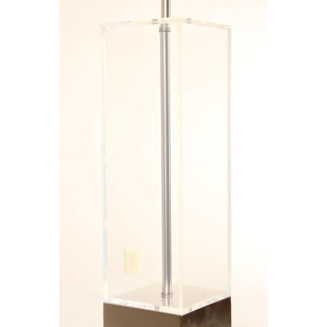 Mid Century Modern Pair Lucite Table Lamps For Sale - Image 10 of 12