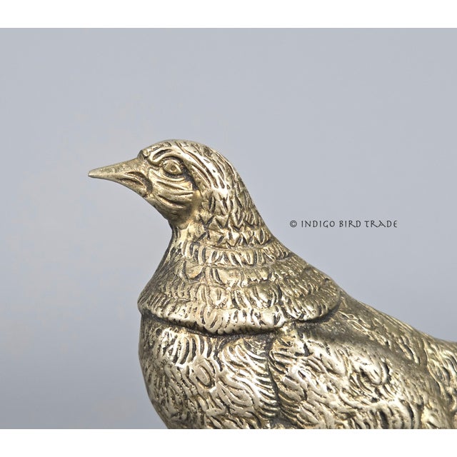 Early 20th Century 11" Pair of Antique Italian Silver Plated Pheasant Statues For Sale - Image 5 of 9