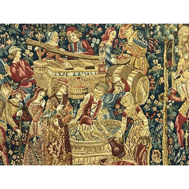Handmade Medieval Style The Woven Harvest Wall Tapestry, 1960s For Sale - Image 4 of 7