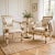 A pair of vintage Italian Neoclassical armchair fauteuils in classic style of late 18th to early 19th-century Italian...