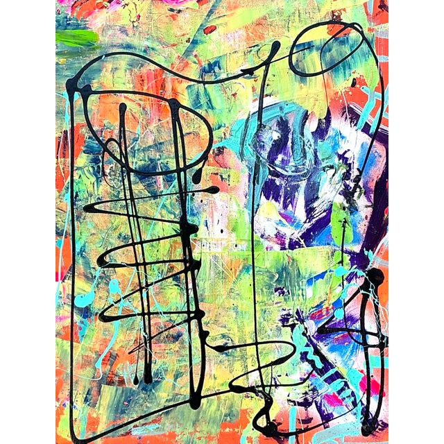 Vintage Aboriginal Abstract Oil on Canvas For Sale - Image 10 of 12