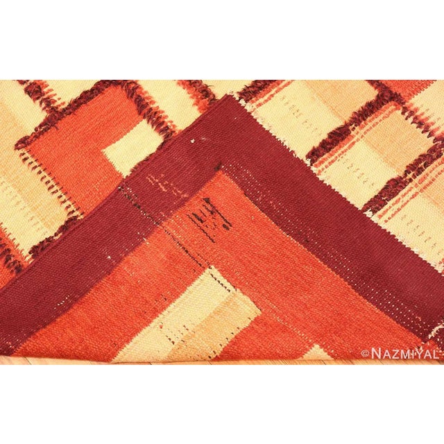 1940s Vintage Geometric Swedish Scandinavian Flat Woven Rug For Sale - Image 9 of 12