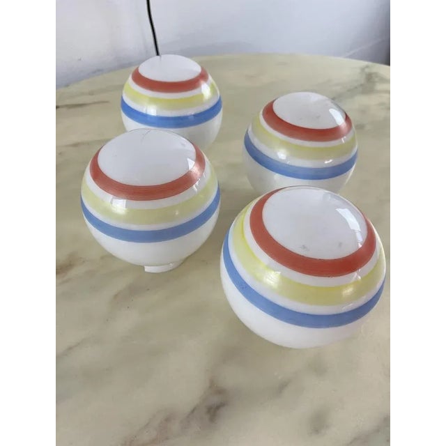 Vintage Suspension 4 Lights with Glass Bowls, Italy, 1970s For Sale - Image 11 of 13