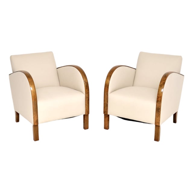 Art Deco Swedish Armchairs in Satin Birch, 1930s, Set of 2 For Sale