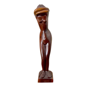 Mid Century Modern Carved Figure Sculpture | in the Style of F. Simeon