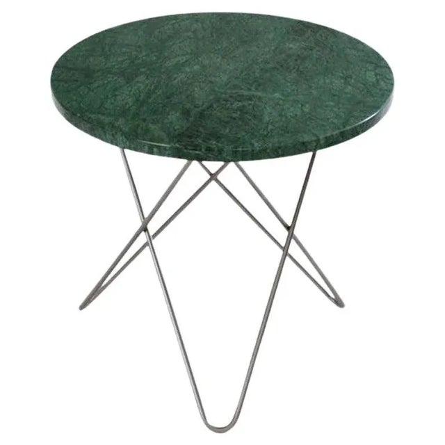 Metal Green Indio Marble and Steel Mini O Table by OxDenmarq For Sale - Image 7 of 7