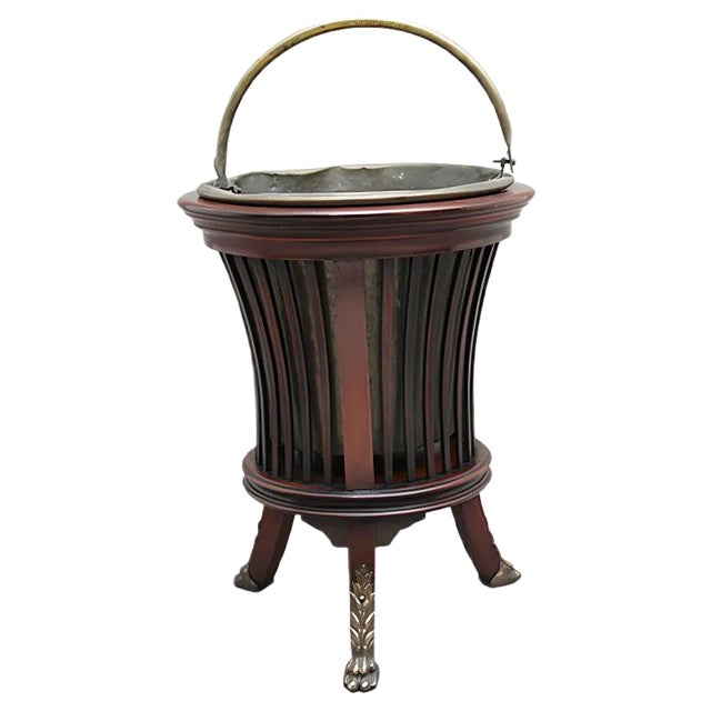 Antique Mahogany and Brass Planters, Set of 2 For Sale