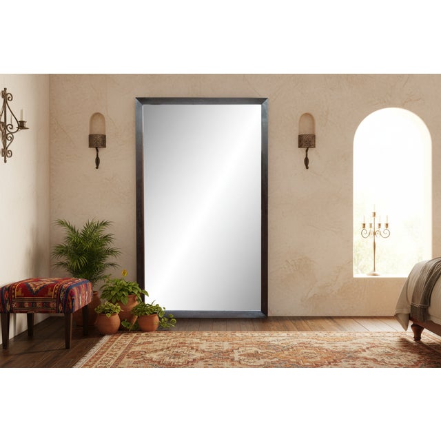 This vintage Indian rosewood mirror, with its elegant architectural frame and full-length design, adds a touch of timeless...