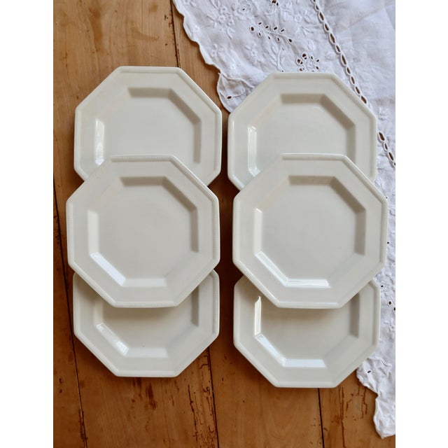Ivory Vintage Octagonal Beaded Porcelain Dessert Plates from Johnson Brothers, 1980s, Set of 6 For Sale - Image 8 of 8
