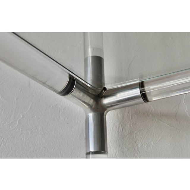 1970s Charles Hollis Jones Style Lucite Aluminum Sculptural Étagère Shelving Room Divider For Sale - Image 9 of 18