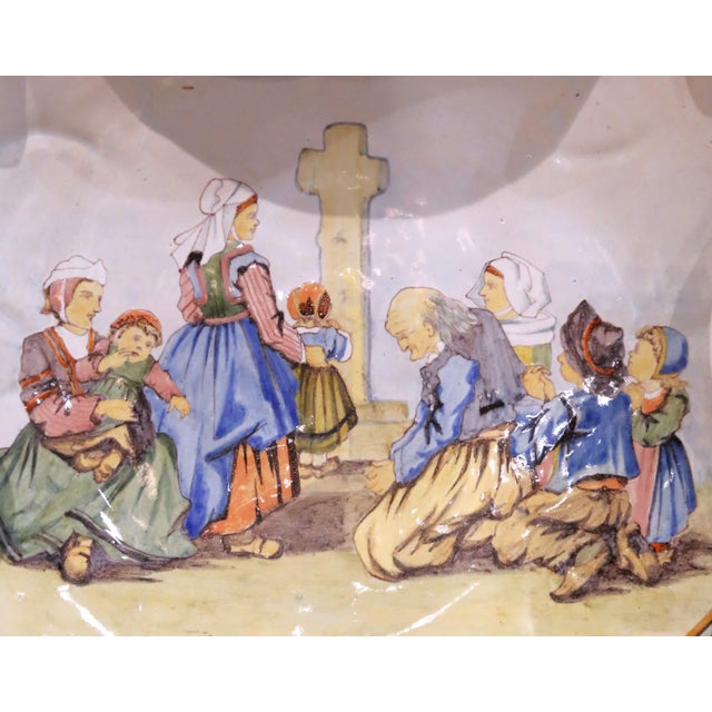 Ceramic 19th Century French Faience Porquier-Beau Quimper Decorative Dish For Sale - Image 7 of 9