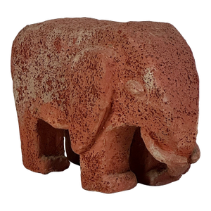 Mid 20th Century Small Vintage Terracotta Elephant Sculpture in All Its Fiery Orange Glory