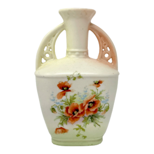 Antique Royal Floretta Austria Vase With Red Poppies – 7.5" Tall