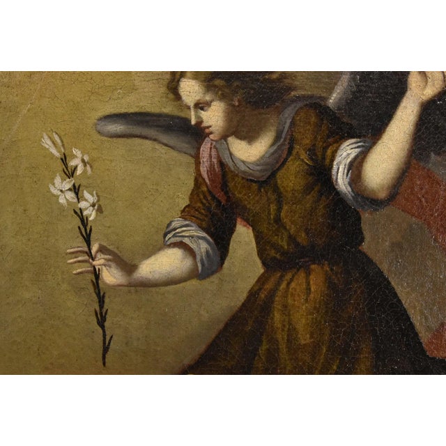 Scuola Toscana, Annunciation, 1650, Oil on Canvas, Framed For Sale - Image 6 of 16