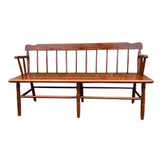 Vintage Pine Spindle Back Bench For Sale