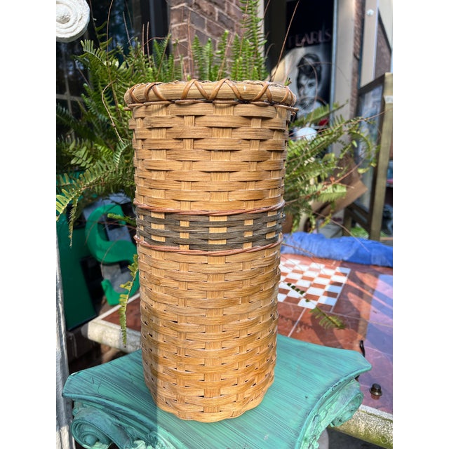 1970s Vintage Wicker Umbrella Stand Chairish