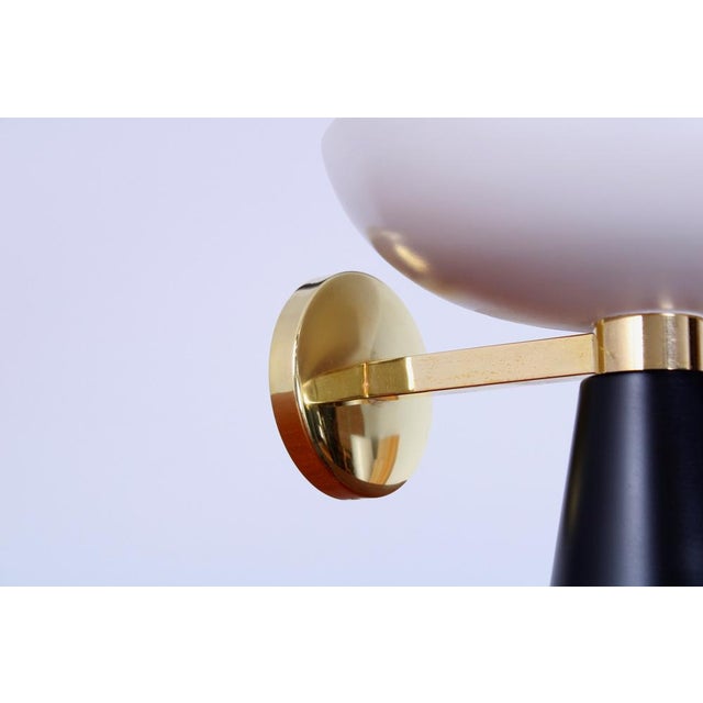 Black & White Brass Diabolo Wall Sconce from Stilnovo, 1950s For Sale - Image 10 of 18