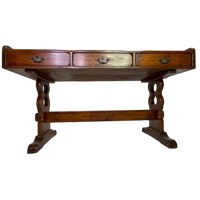 Victorian Early 20th Century Victorian Solid Pine Writing Desk With Hutch For Sale - Image 3 of 17