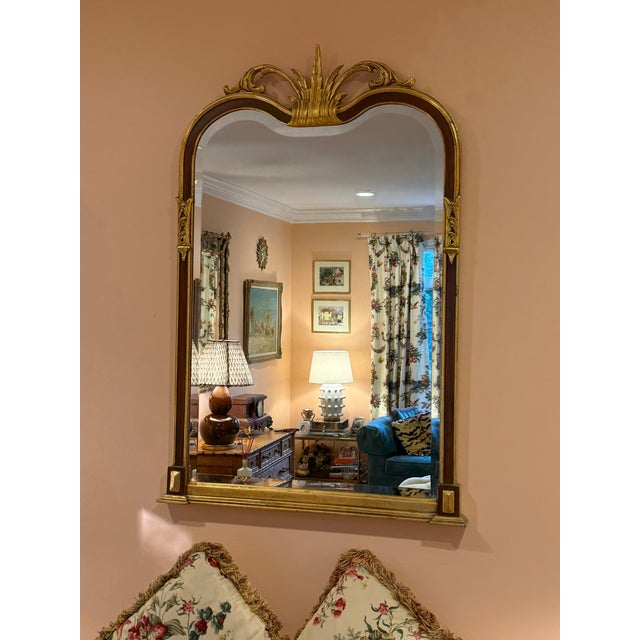 Hollywood Regency Vintage Friedman Brothers “The Empress” Model 1816 Gilt & Black Beveled Mirror For Sale - Image 3 of 7