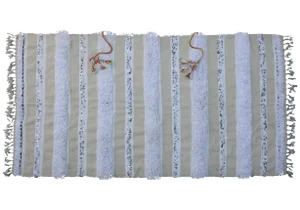 Mid 20th Century Moroccan Blanket W/ Stripes & Fringes