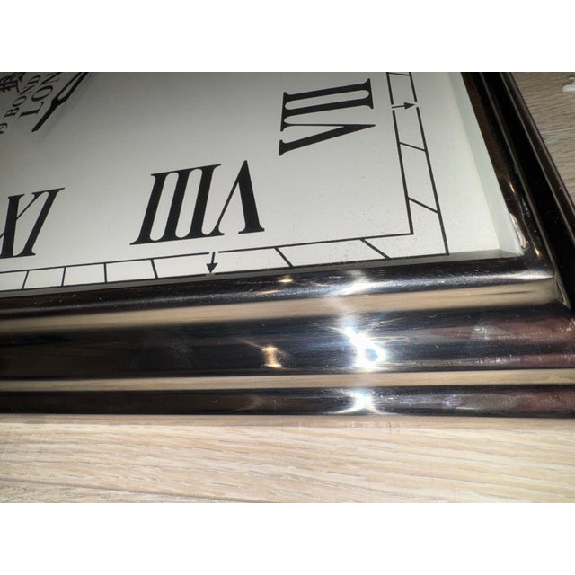 English Drexel Heritage "49 Bond Street London" Square Polished Nickel Wall Clock – 22" For Sale - Image 3 of 5
