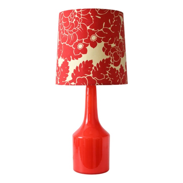 Red Opaline Glass Table Lamp from Atelje Lyktan, 1970s For Sale