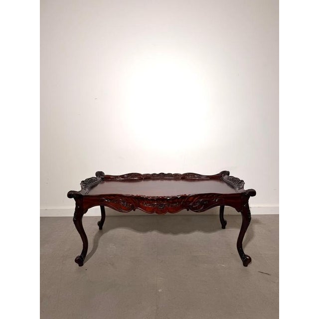 Antique Rococo Revival Carved Mahogany Coffee Table For Sale - Image 5 of 5