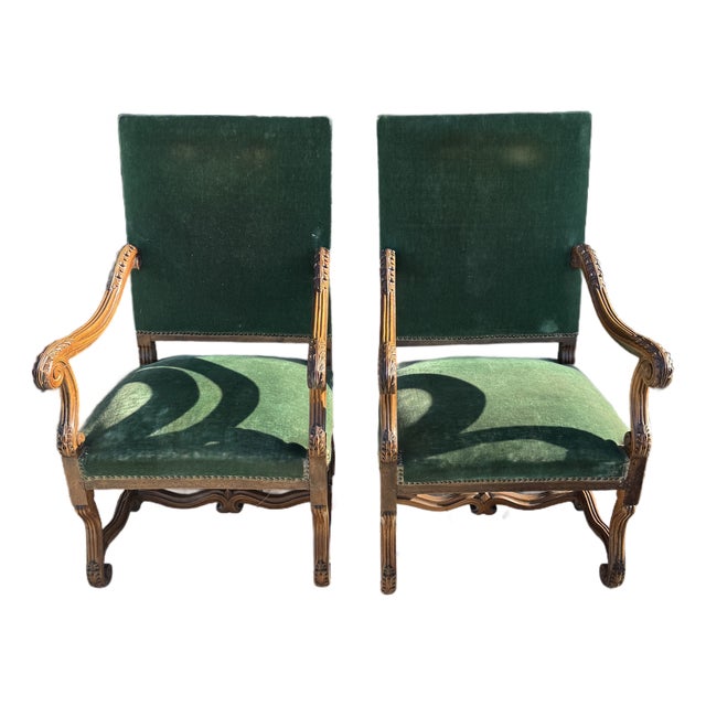Large 19th Century French Solid Walnut Bergere - A Pair For Sale