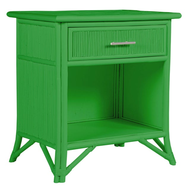 Wood Aruba One-Drawer Nightstand - Bright Green For Sale - Image 7 of 7
