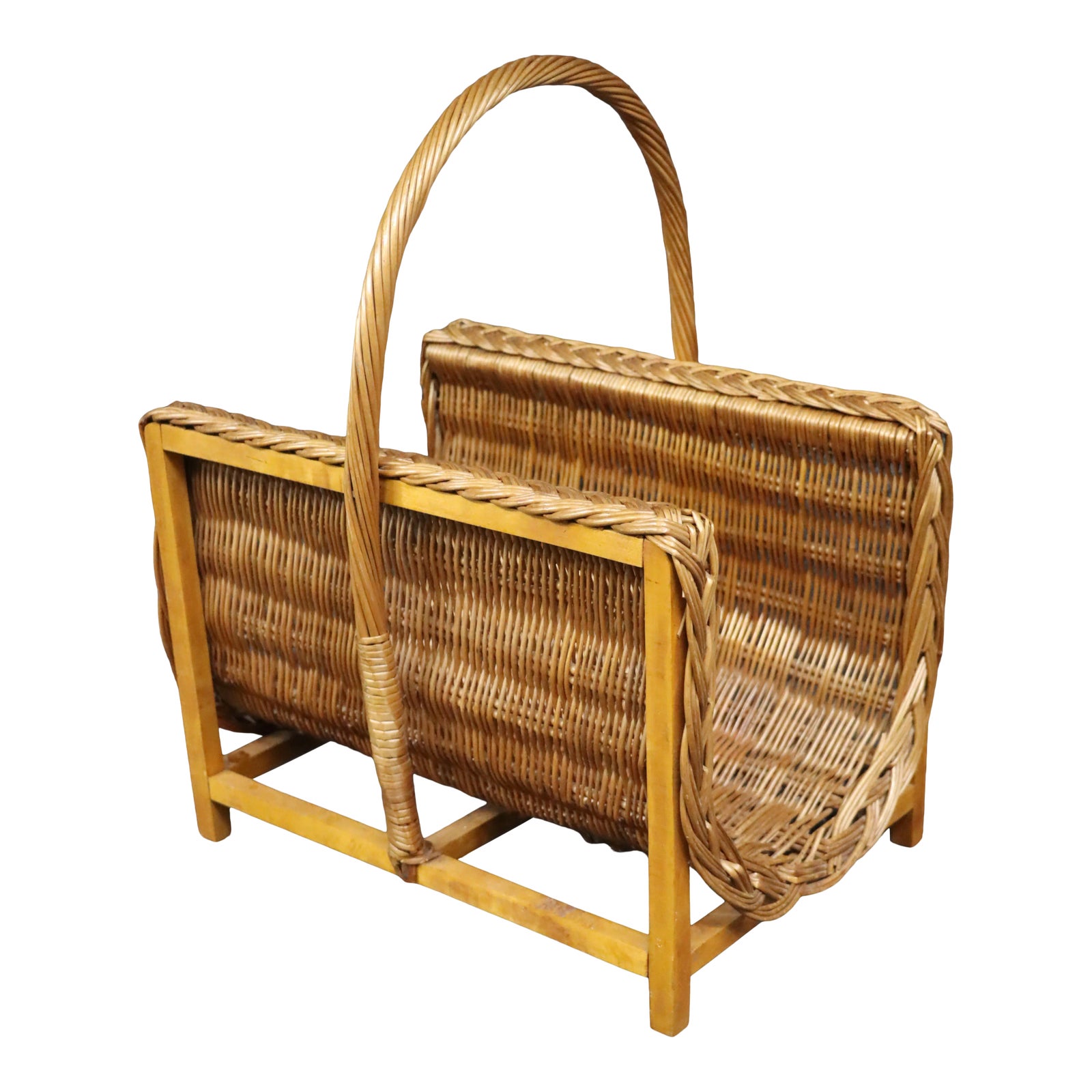 Mid Century Wicker Magazine Rack Chairish