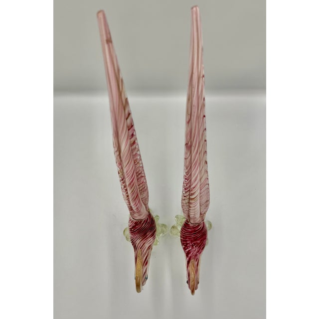 Pair of Vintage Italian Murano Pink Blown Glass Pheasant-Form Bird Sculptures For Sale In Los Angeles - Image 6 of 6