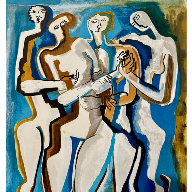 Ossip Zadkine, Large Cubist Modernist Color French Lithograph Zadkine Figures La Famille, 1960 For Sale In Miami - Image 6 of 8