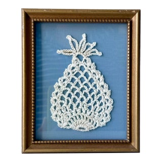 Mid 20th Century Miniature Framed Crochet Pineapple For Sale