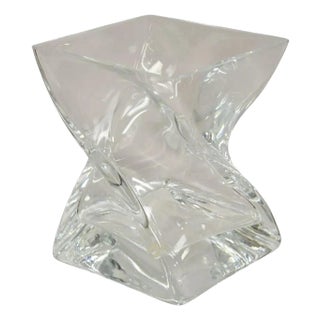 Late 20th Century Konart Turkish Modern Abstract Twisted Glass Crystal Vase Centerpiece (A) For Sale