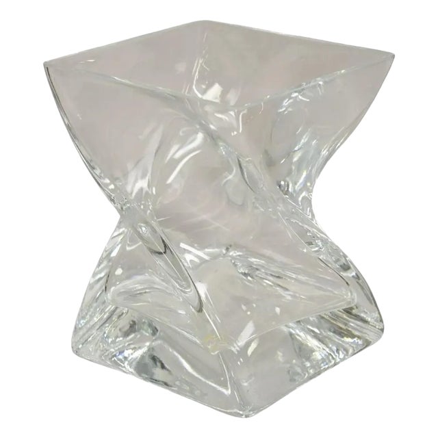 Late 20th Century Konart Turkish Modern Abstract Twisted Glass Crystal Vase Centerpiece (A) For Sale