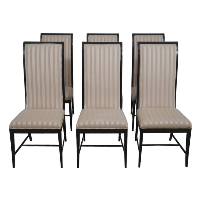Set of 6 Regency Style Black Lacquer Dining Room Chairs For Sale