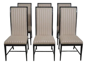 Set of 6 Regency Style Black Lacquer Dining Room Chairs