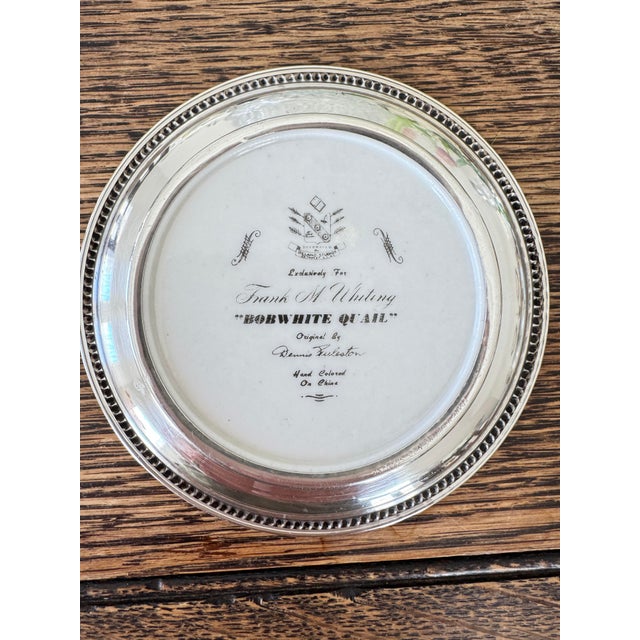 English Mid 20th Century Rare Frank M. Whiting Sterling Silver Mounted “Bobwhite Quail” Plate – Dennis Fulton For Sale - Image 3 of 5