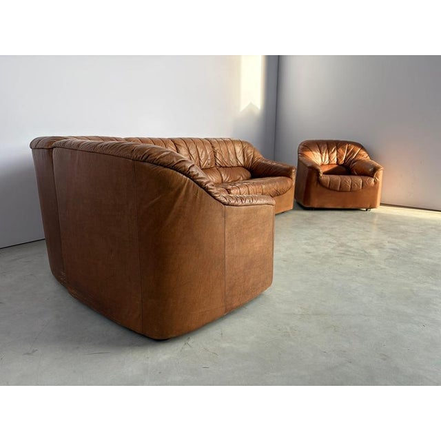 Mid-Century Brown Leather Modular Sofa, 1970s, Set of 6 For Sale - Image 6 of 11