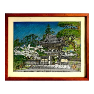 Signed Bay Area Landscape of the Japanese Tea Garden, by S K Farnsworth For Sale