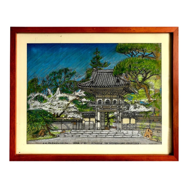 Signed Bay Area Landscape of the Japanese Tea Garden, by S K Farnsworth For Sale