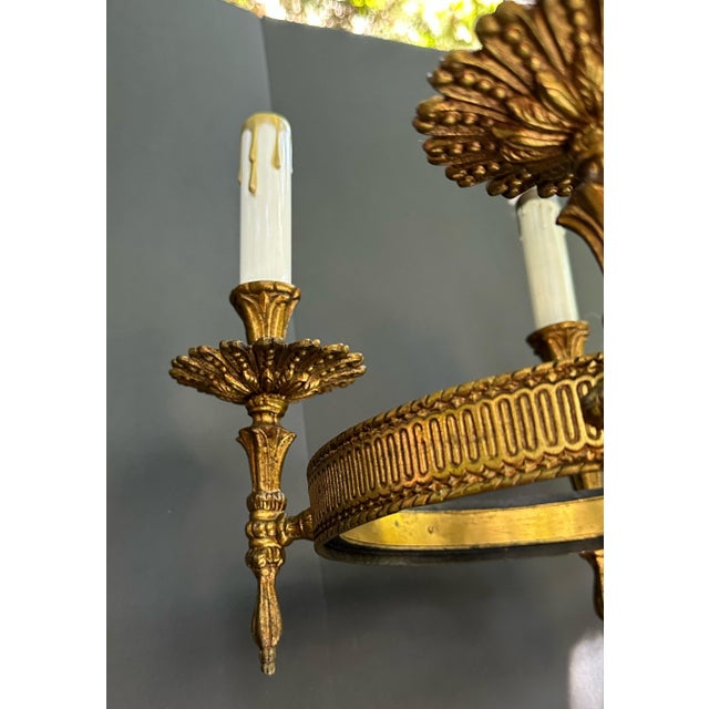 Vintage Ornate Brass 9-Light Heart Chandelier For Sale - Image 4 of 10