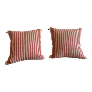 Pair of Orange Stripe Pillow Covers For Sale