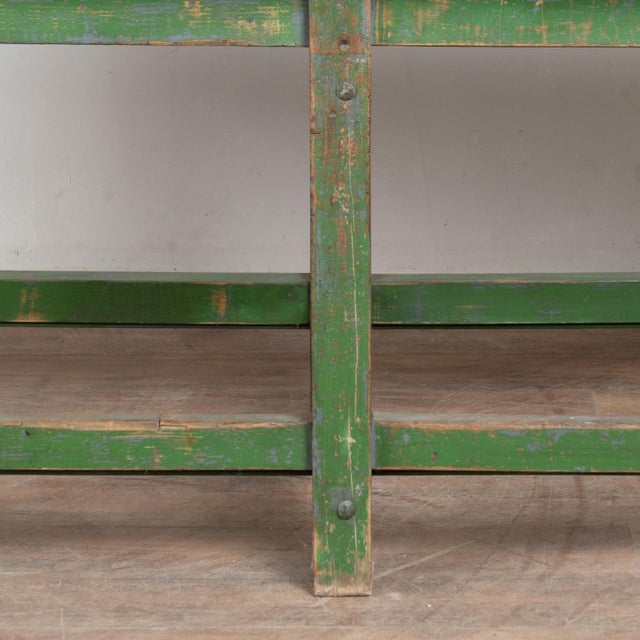 19th Century Hungarian Original Green Painted Pine Work Table For Sale - Image 11 of 14