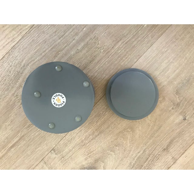 Made Goods Pigeon & Poodle Maranello Steel Blue/White Canister For Sale - Image 4 of 8