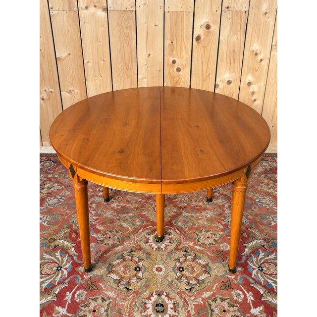 Brown Louis XVI Cherry Wood Dining Table with Extension, 1970s For Sale - Image 8 of 8