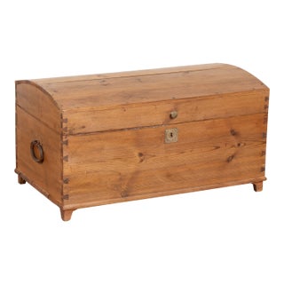 19th Century Swedish Pine Dome Top Trunk For Sale